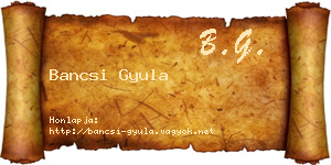 Bancsi Gyula névjegykártya